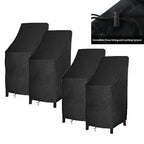 Rosielily Outdoor Chair Covers, High Back Patio Chair Covers Waterproof, Heavy Duty Patio Furniture Covers, Stackable Outdoor Bar Stool Covers, 600D, High Back-4 Pack, Black