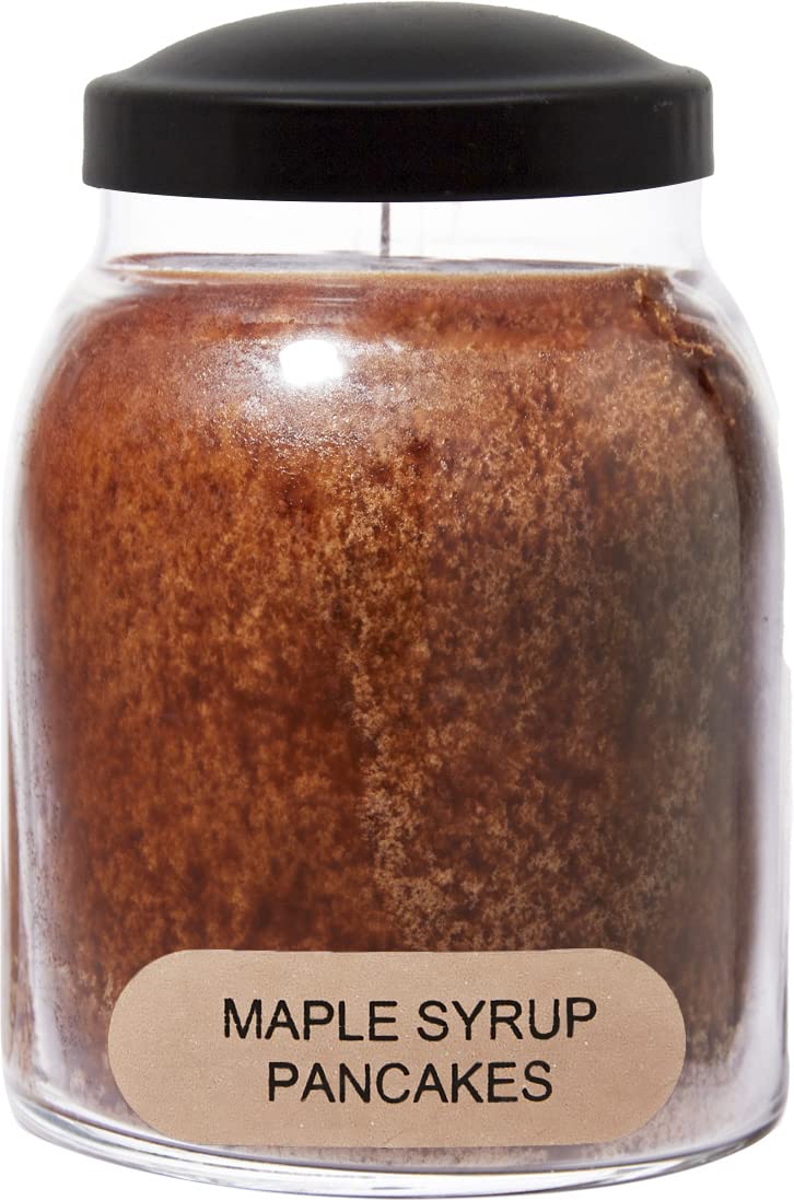 A Cheerful Giver - Maple Syrup Pancakes Baby Scented Glass Jar Candle (6oz) with Lid & True to Life Fragrance Made in USA
