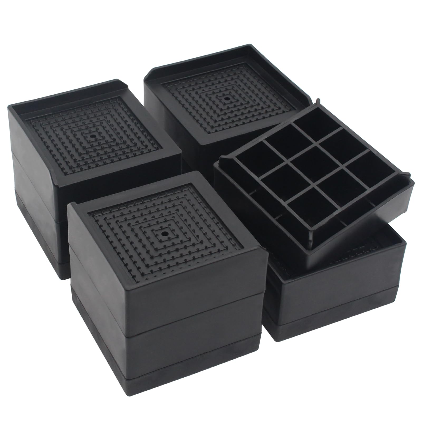 Hanihua 4 Sets Bed Risers Furniture Risers 3 Inch, Heavy Duty Bed Lifts Risers For Table, Sofa, Chair, Couch, Desk, Adjustable B