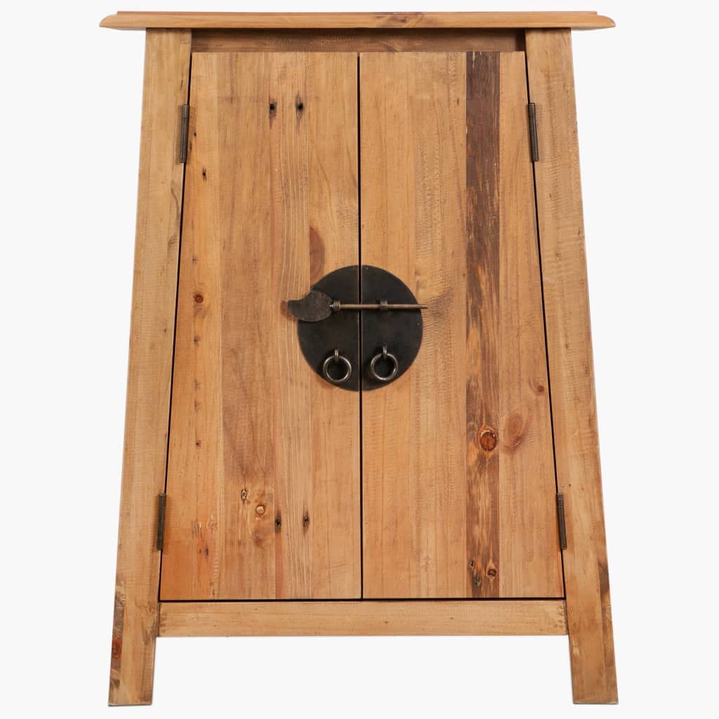 vidaXL Retro-Style Wooden Side Cabinet - Solid Pinewood, Brown, Features an Interior Shelf, Suitable for Bathrooms, Bedrooms and Living Rooms