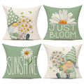 All Smiles Outdoor Green Spring Throw Pillow Covers 18X18 Set Of 4 Summer Decorative Cushion Cases Home D  Cor Flower Decoration