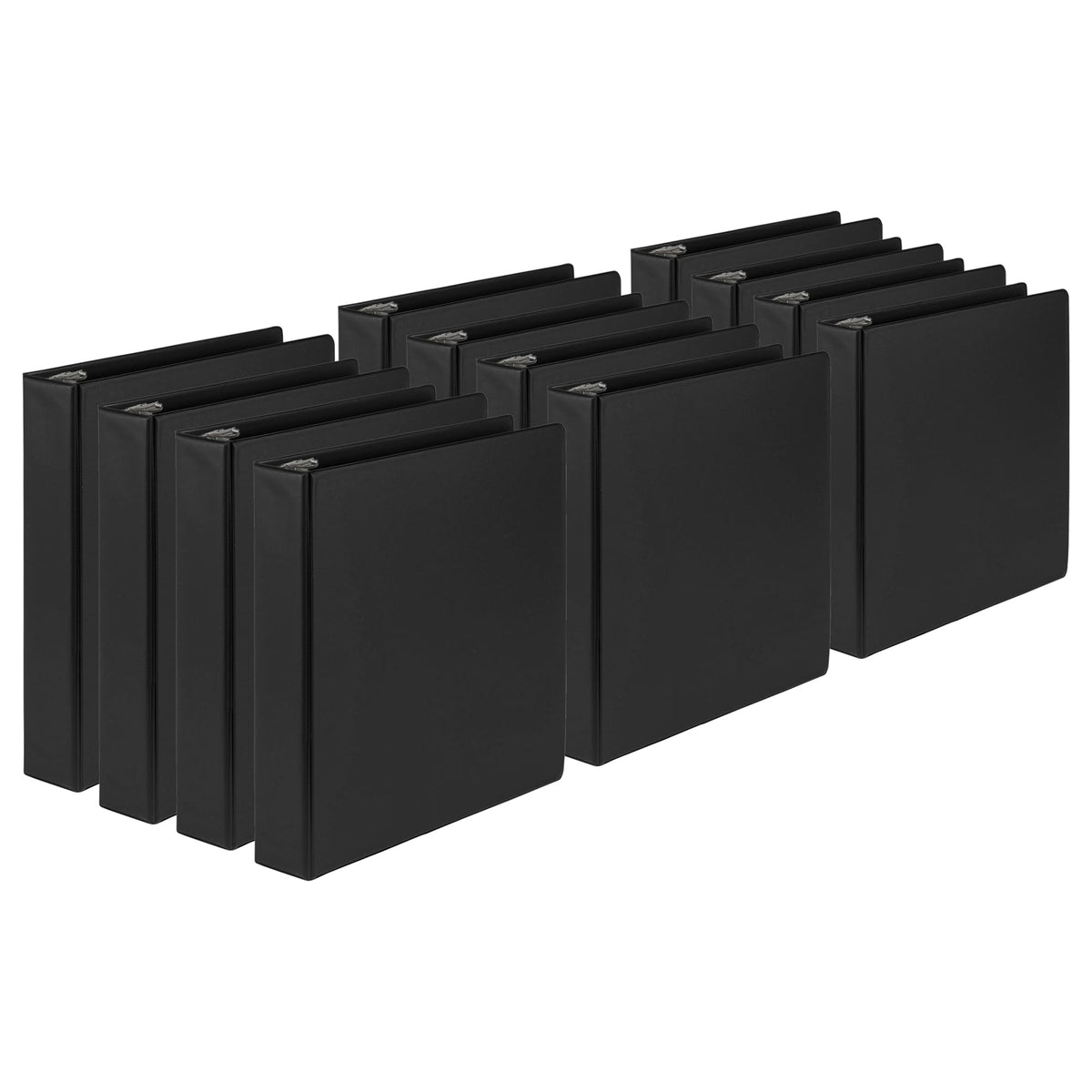 Samsill 2 Inch Document Storage Binder, Made In Usa, Fsc 100% Recycled Chipboard, Round Ring, 3 Ring Binder, 12 Pack, Black