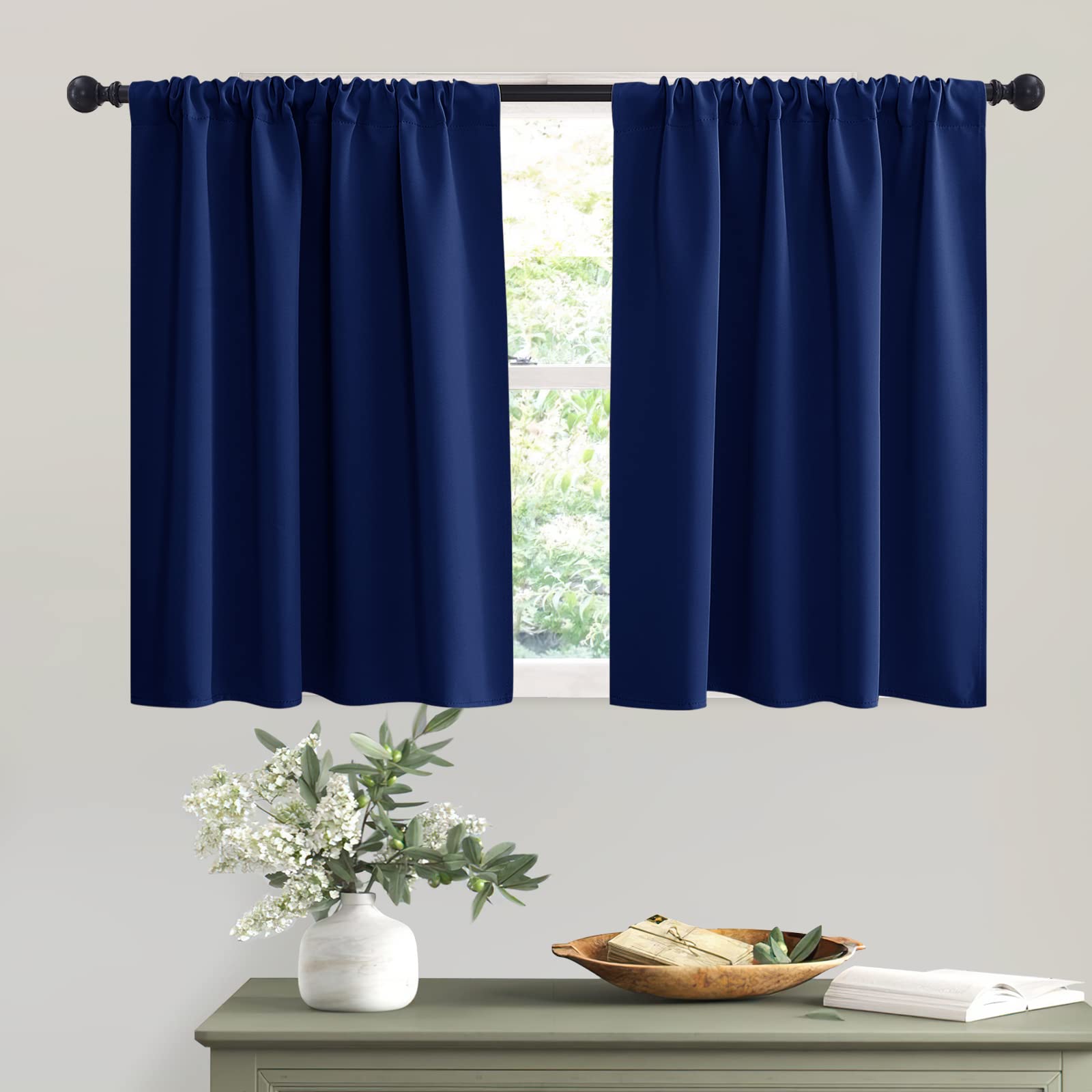 RYB HOME Kitchen Curtains 36 inch Long for Small Window Curtains Short Drapes for Bedroom, Half Window Tiers for Kids Room Bathr