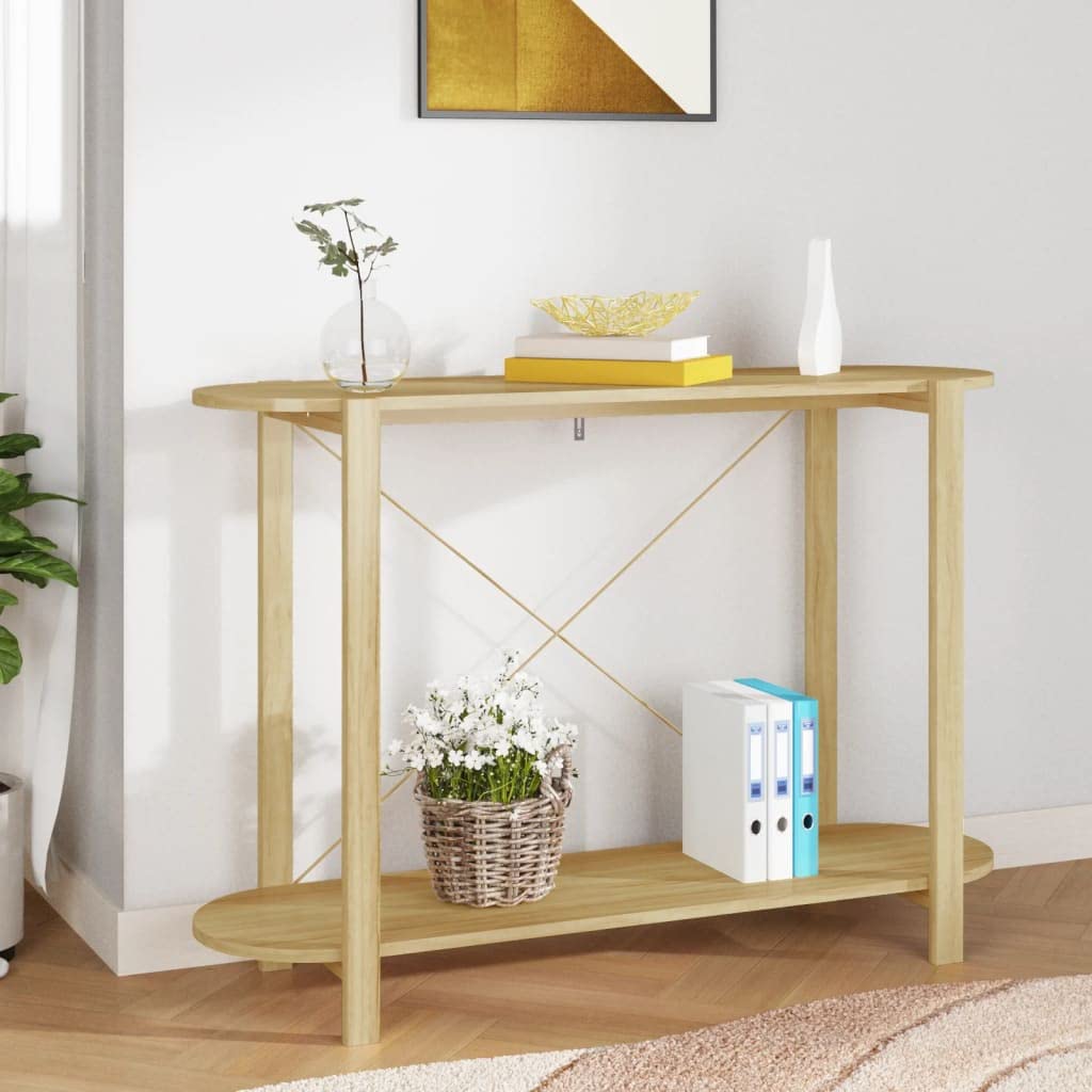 vidaXL Brown Console Table | Engineered Wood and Pinewood | Scandinavian Design | Ideal for Living Room or Hallway | Decorative Furniture | 43.3"x15"x29.5" Dimension