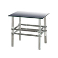 Benjara, Silver And Clear Square Glass And Metal End Table With Tubular Legs