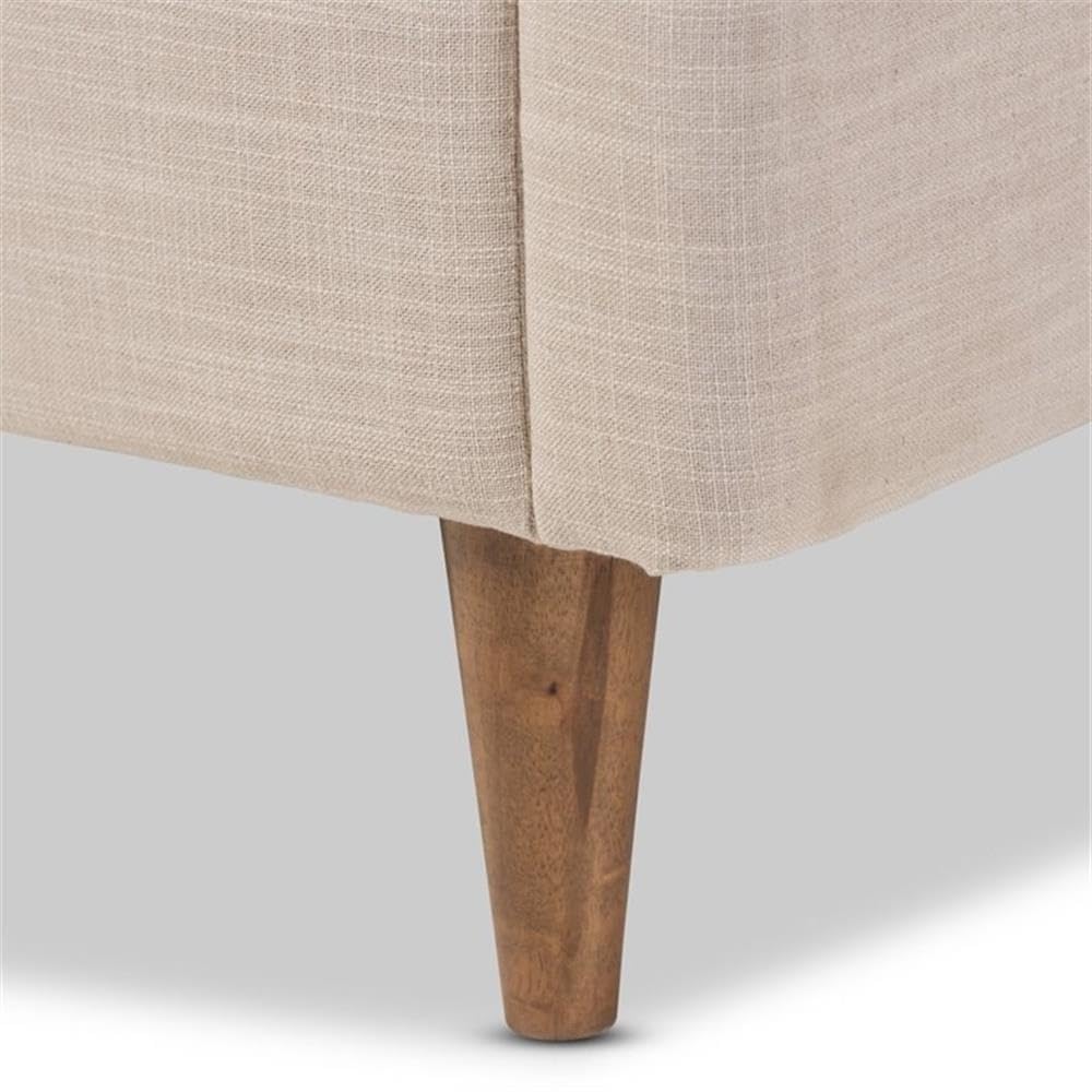 Baxton Studio Hannah Mid-Century Modern Beige Linen Queen Size Platform Bed