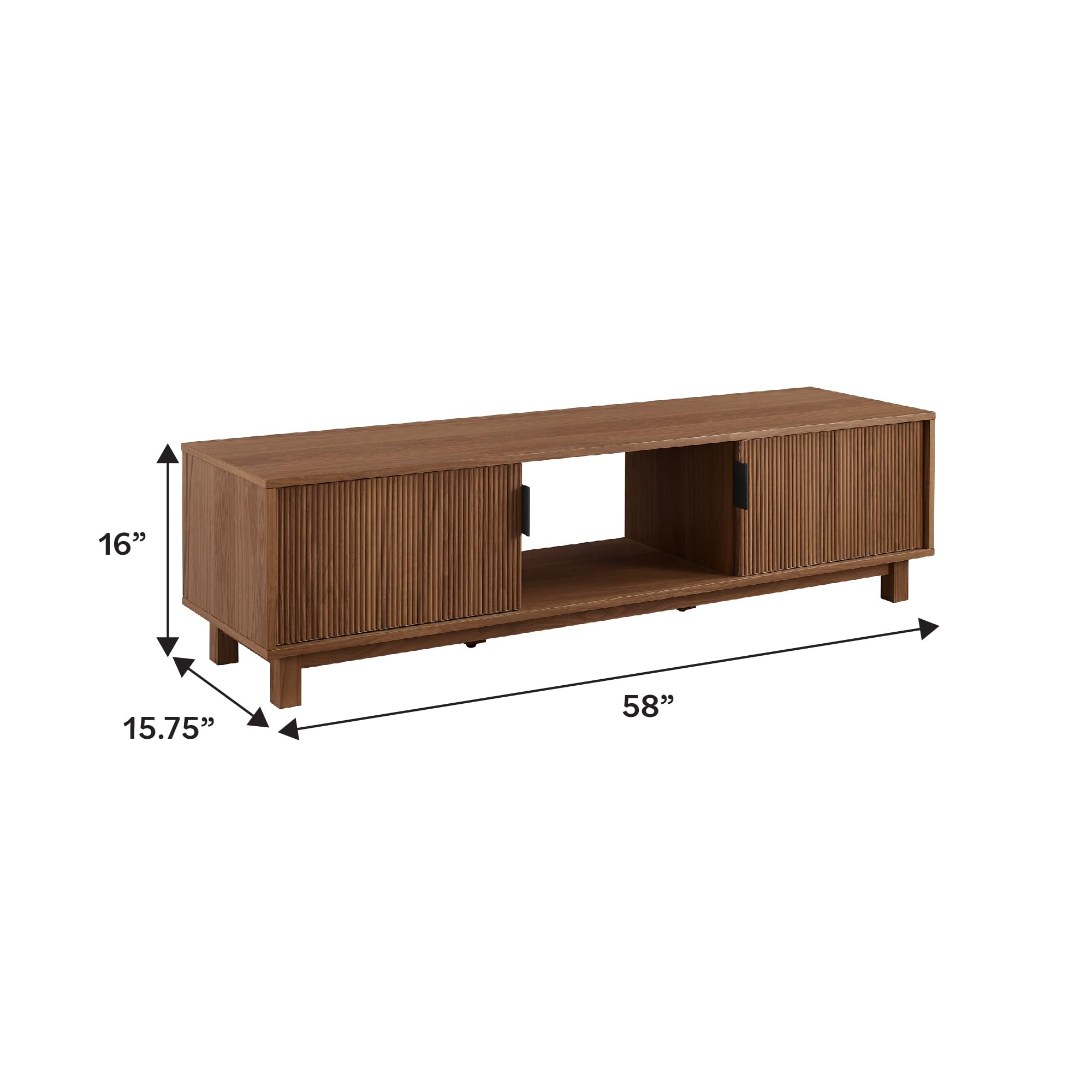 Walker Edison Walton Modern Fluted-Door Low Tv Stand For Tvs Up To 65 Inches, 58 Inch, Mocha