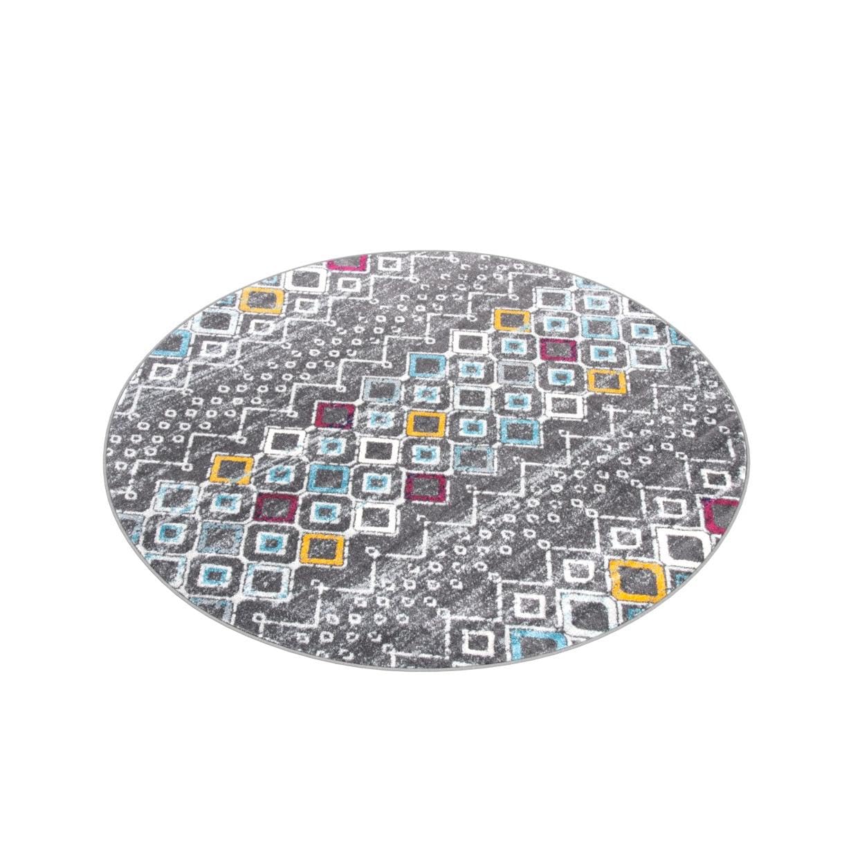 Safavieh Amsterdam Collection 6'7'' Round Dark Grey/Ivory Ams108H Moroccan Boho Non-Shedding Dining Room Entryway Foyer Living R