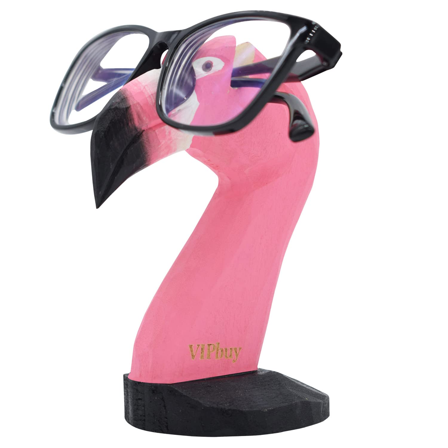VIPbuy Handmade Wood Carving Eyeglasses Holder Stand Sunglasses Display Stand Home Office Desk D  cor Gift (Flamingo)