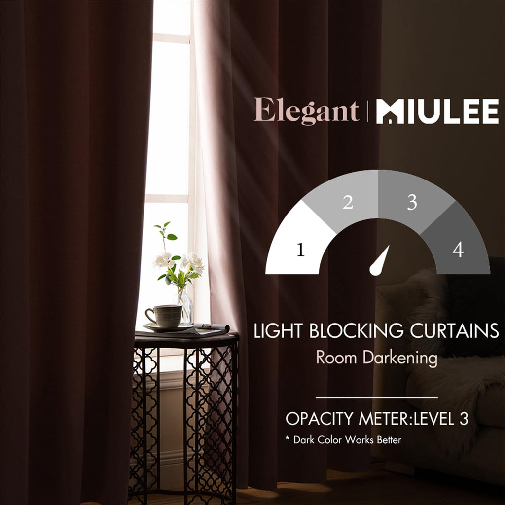 Miulee Room Darkening Curtains Thermal Insulated Drapes Solid Window Treatment Set Grommet Top Light Blocking Blackout Curtain For Living Room/Bedroom 2 Panels 42 X 84 Inch Baby Pink