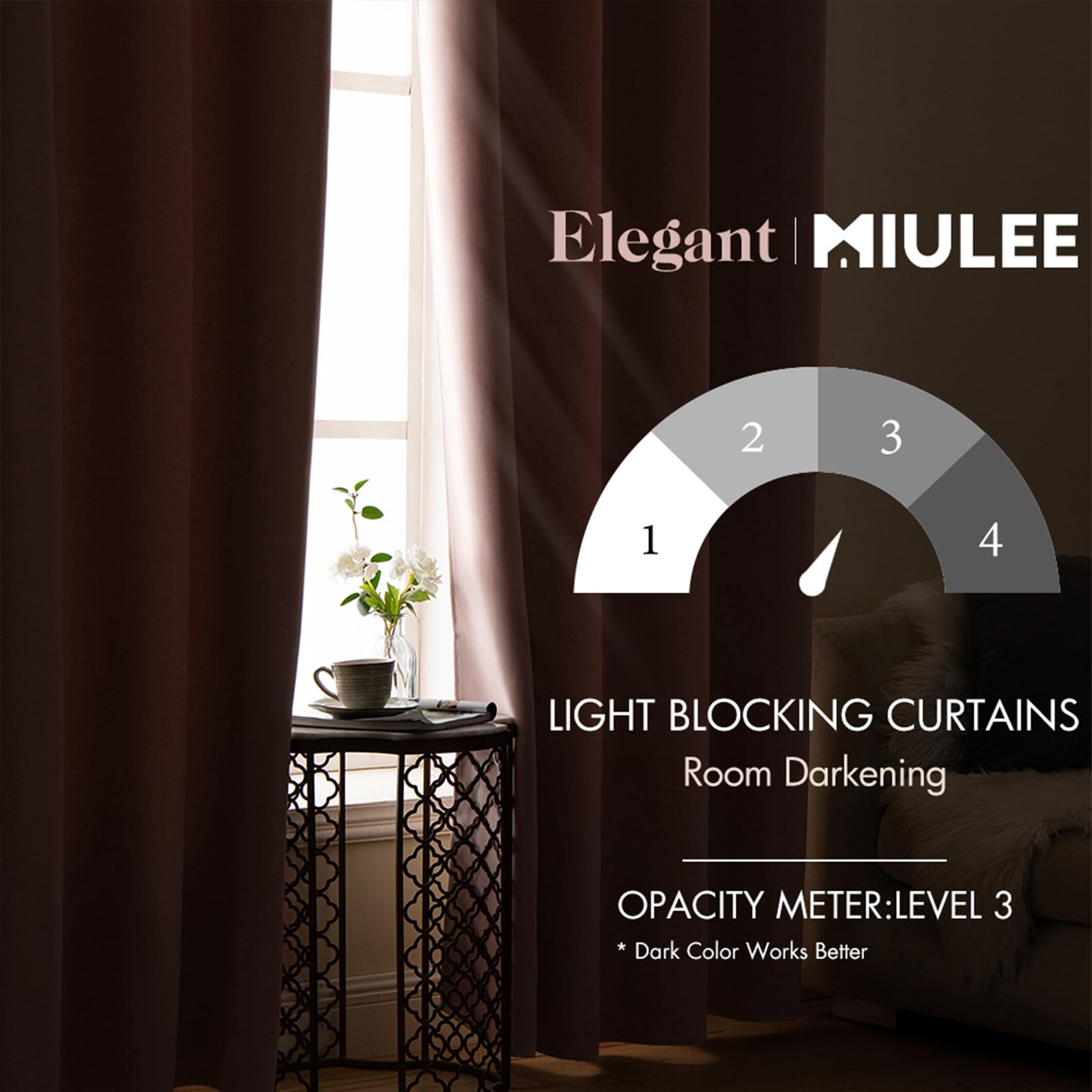 Miulee Room Darkening Curtains Thermal Insulated Drapes Solid Window Treatment Set Grommet Top Light Blocking Blackout Curtain For Living Room/Bedroom 2 Panels 42 X 84 Inch Baby Pink