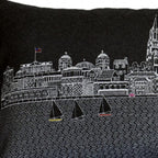 HomeRoots Grey 35' Black Charleston Nighttime Skyline Lumbar Decorative Pillow