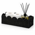 Rattanzenith Black Scalloped Basket, Toilet Tank Tray, Back of Toilet