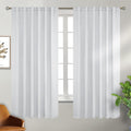 BGment White Curtains for Bedroom - 52 x 63 inch Rod Pocket and Back Tab Thermal Insulated Room Darkening Curtains for Living Ro