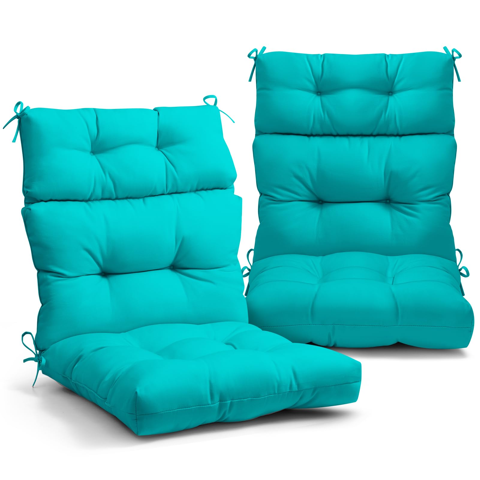 Eagle Peak Tufted Outdoor/Indoor High Back Patio Chair Cushions, Set Of 2, 46' X 22', Blue