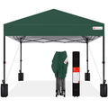 Best Choice Products 8x8ft Pop Up Canopy Tent, Outdoor Shade, 1 Person 1 Minute Set Up, Carry Case, 4 Weight Bags - Dark Green