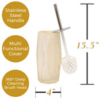 Faceted Toilet Brush, Durable Resin, Discreet Design, Stainless Steel Handle, For Stylish Bathroom Decor, Bronze, 4X16, Sold Ind