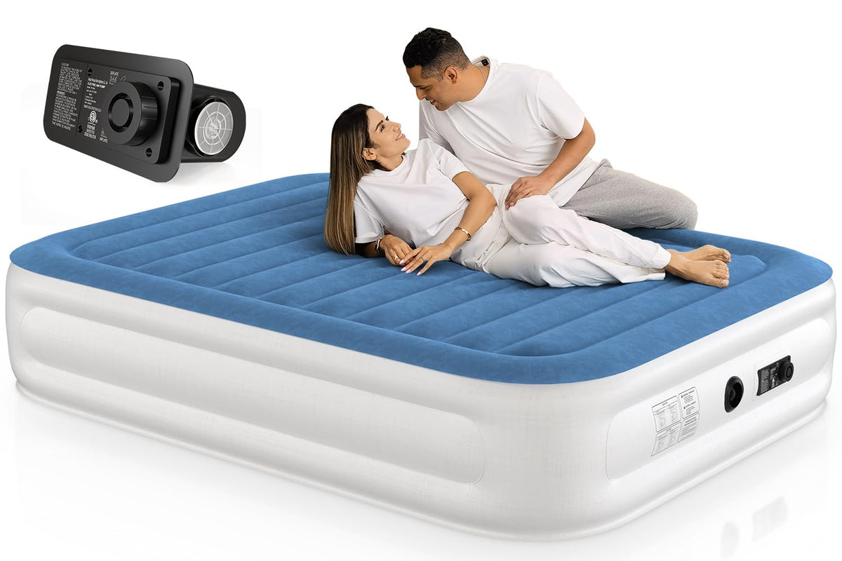 Lavisx Queen Air Mattress With Built In Pump 18 Inch High Queen Air Mattress 3 Minutes Fast Self Inflating Air Mattress 1 Button