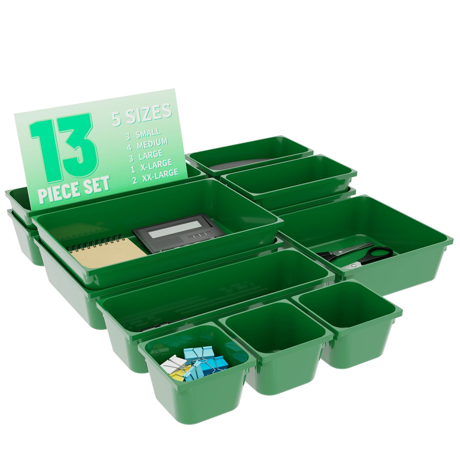 Utility Drawer Organizer Set Of 13,With Non-Slip Silicone Pads, 5 Size Small Bins For Organization For Bathroom?Vanity?Nightstan