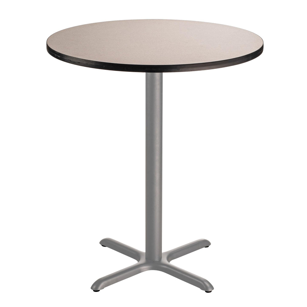 National Public Seating Nps 36&Quot; Round Cafe Table With X Base, 42&Quot; Height, Particleboard Core/T-Mold, Grey Nebula Top, Grey Frame