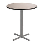 National Public Seating Nps 36&Quot; Round Cafe Table With X Base, 42&Quot; Height, Particleboard Core/T-Mold, Grey Nebula Top, Grey Frame