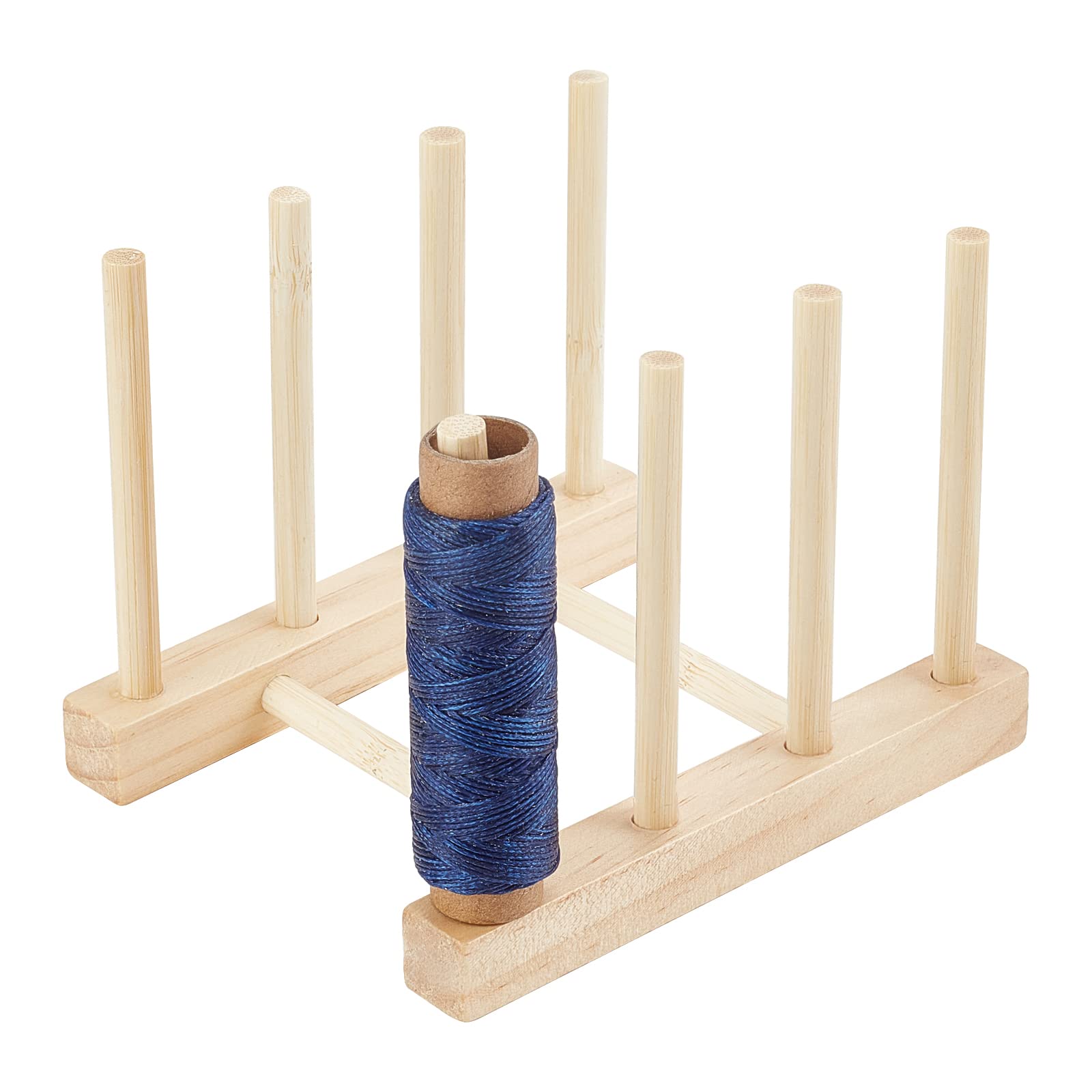 PH PandaHall Wood Thread Rack, 8 Spools Small Sewing Embroidery Thread Cone Holder 5.5x4.5x4.1'' Spools Organizer Sewing Thread 