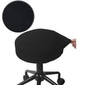 Buyue Bar Stool Covers, Luxury Fabric Dia.14-16' Round Crease-Resistant Stretchy Washable Jacquard Dustproof Stool Seat Slipcover, M-Black-1 Count