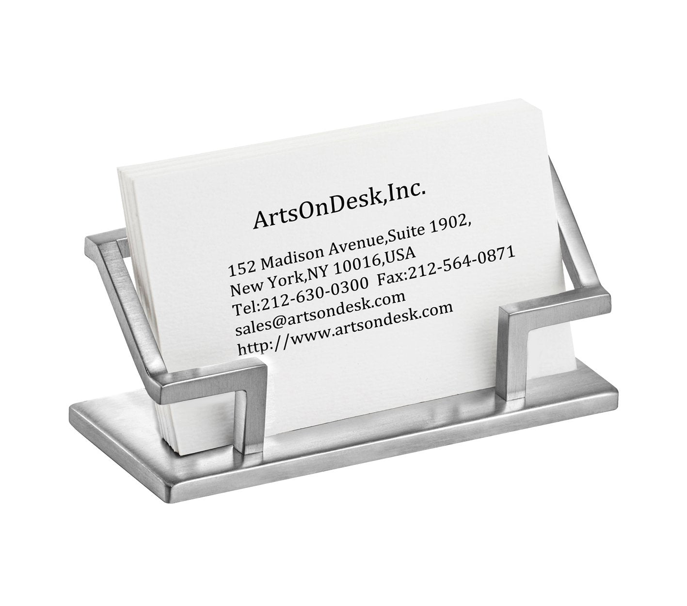 Artsondesk Modern Art Business Card Stand Holder St201 Stainless Steel Silver Color Patented Luxury Desk Accessory Name Card Cas