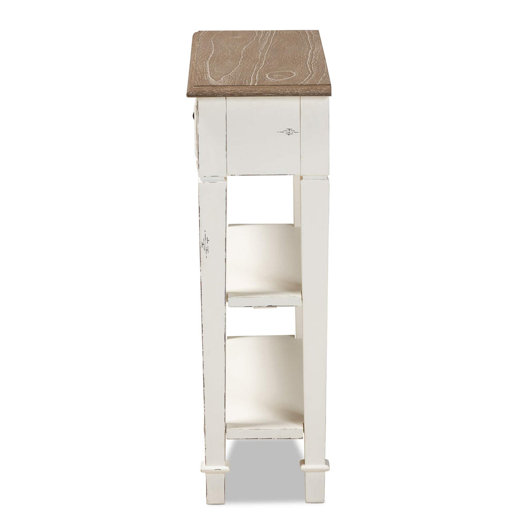 Baxton Studio Dauphine 31.5-inch W x 10-inch D Console Table, White and Light Brown (111-6028-HiT)