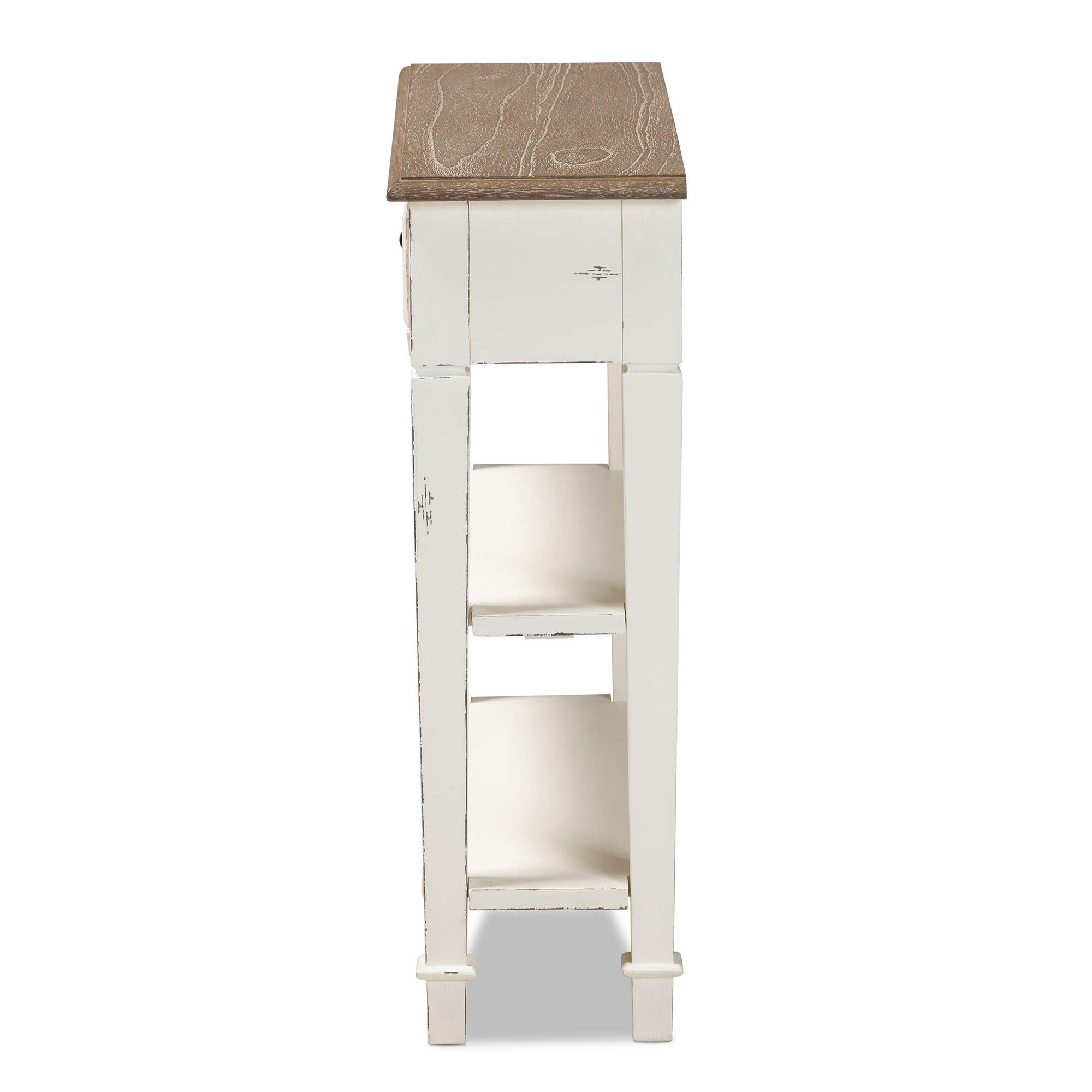Baxton Studio Dauphine 31.5-inch W x 10-inch D Console Table, White and Light Brown (111-6028-HiT)