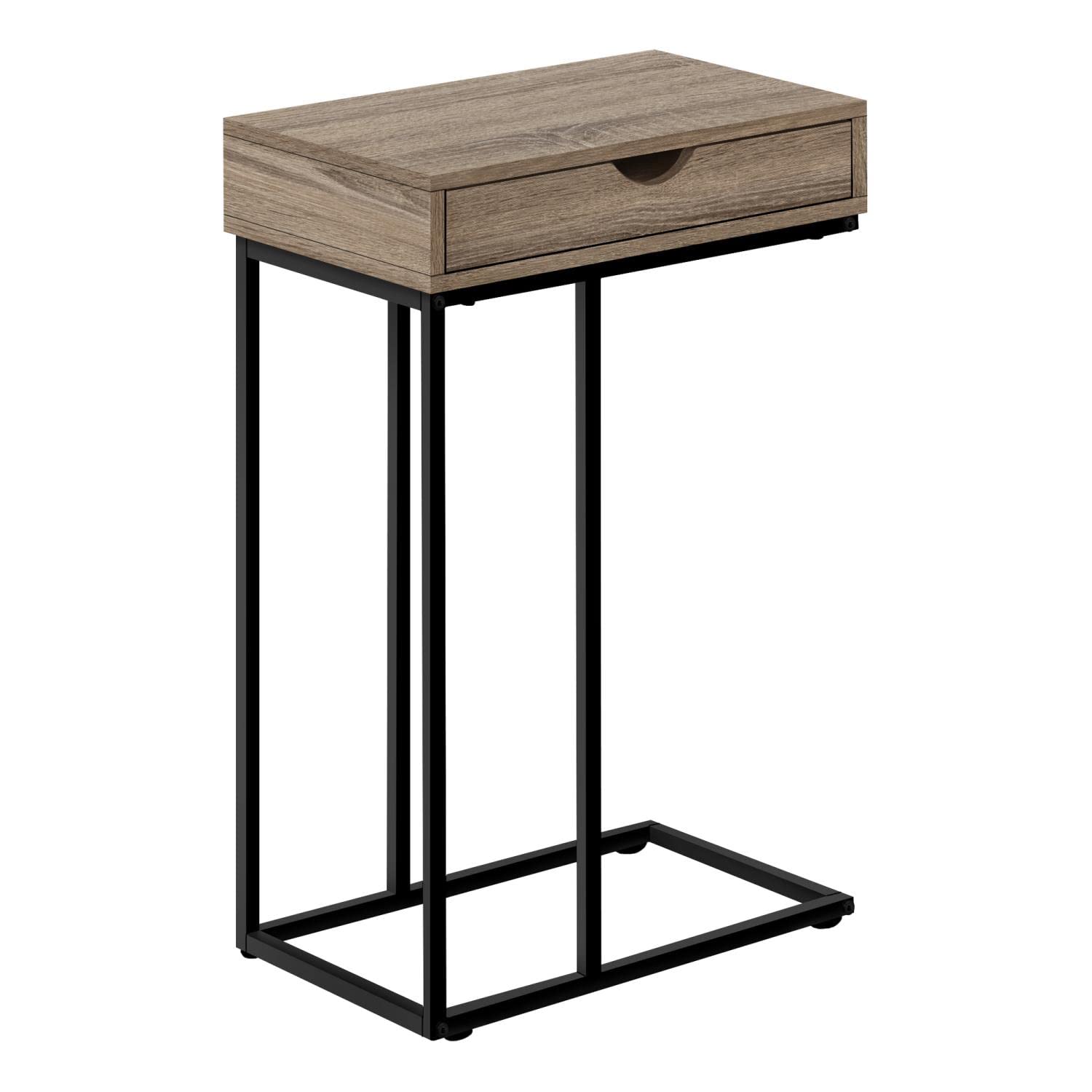 Monarch Specialties I 3771 Accent Table, C-Shaped, End, Side, Snack, Storage Drawer, Living Room, Bedroom, Metal, Laminate, Brown, Black, Contemporary, Modern
