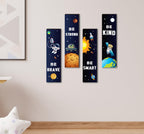 4 Pieces Space Decor Wooden Hanging Wall Plaques, Outer Space Theme Room Wall Art Decor, Boys Bedroom Decor Space Motivational Q