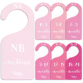 Whaline 7Pcs Pink Wood Baby Closet Size Dividers with Velvet Bag Newborn to 24 Month Thicken Infant Wardrobe Hanger Organizers f