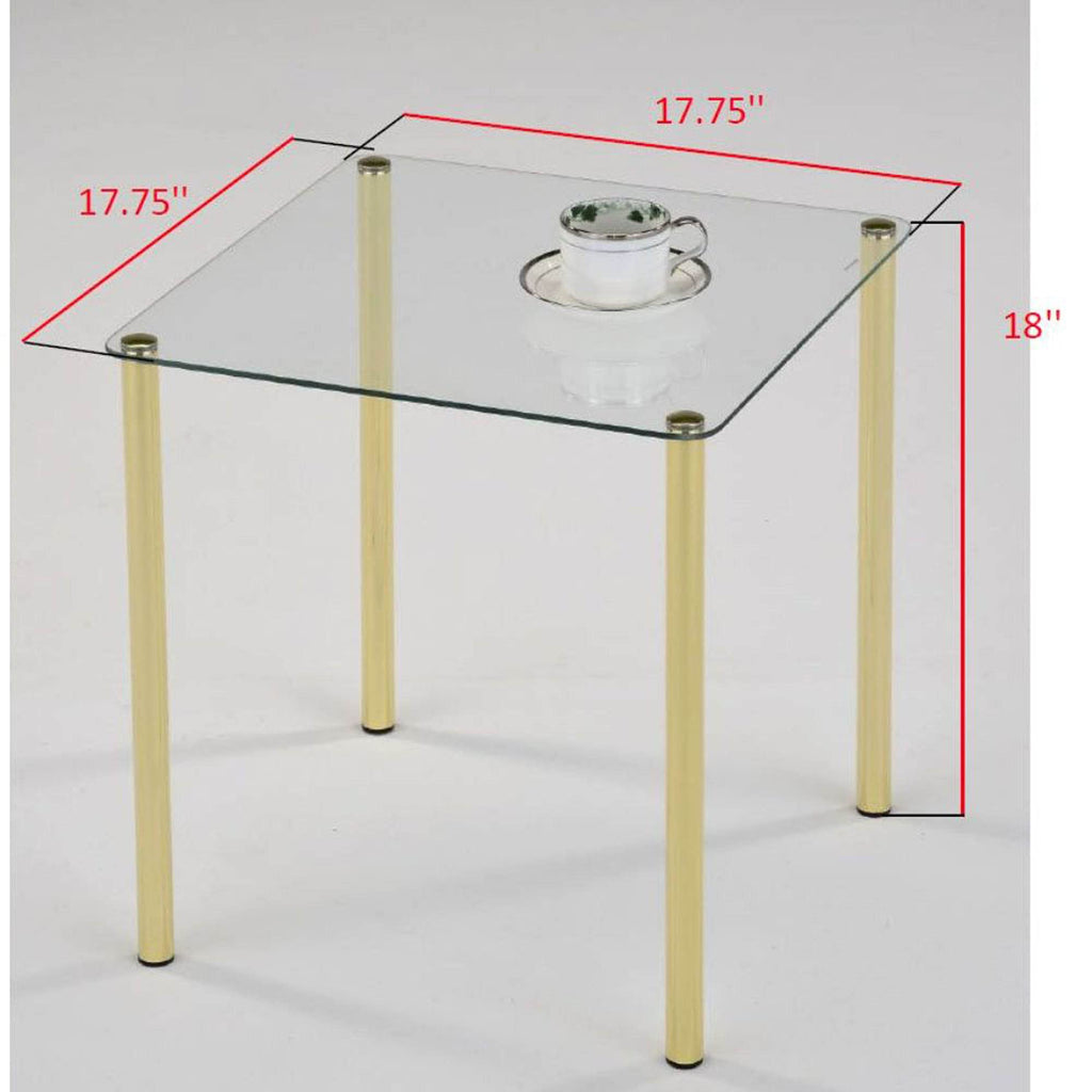 Pilaster Designs Modern Square 18" Worcester Brass Metal & Glass Accent Side End Table