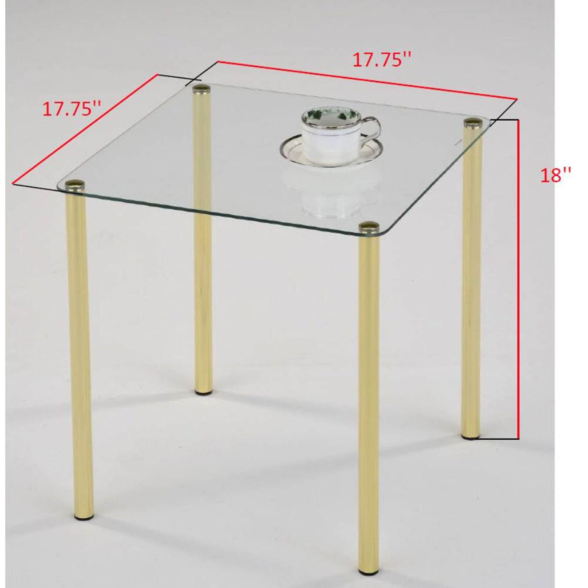 Pilaster Designs Modern Square 18" Worcester Brass Metal & Glass Accent Side End Table