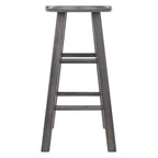 Ergode Wood Ivy Counter Stool | Farmhouse Charm | Weathered Finish | Solid Wood | Stable & Comfortable | (16224-VV, Gray)