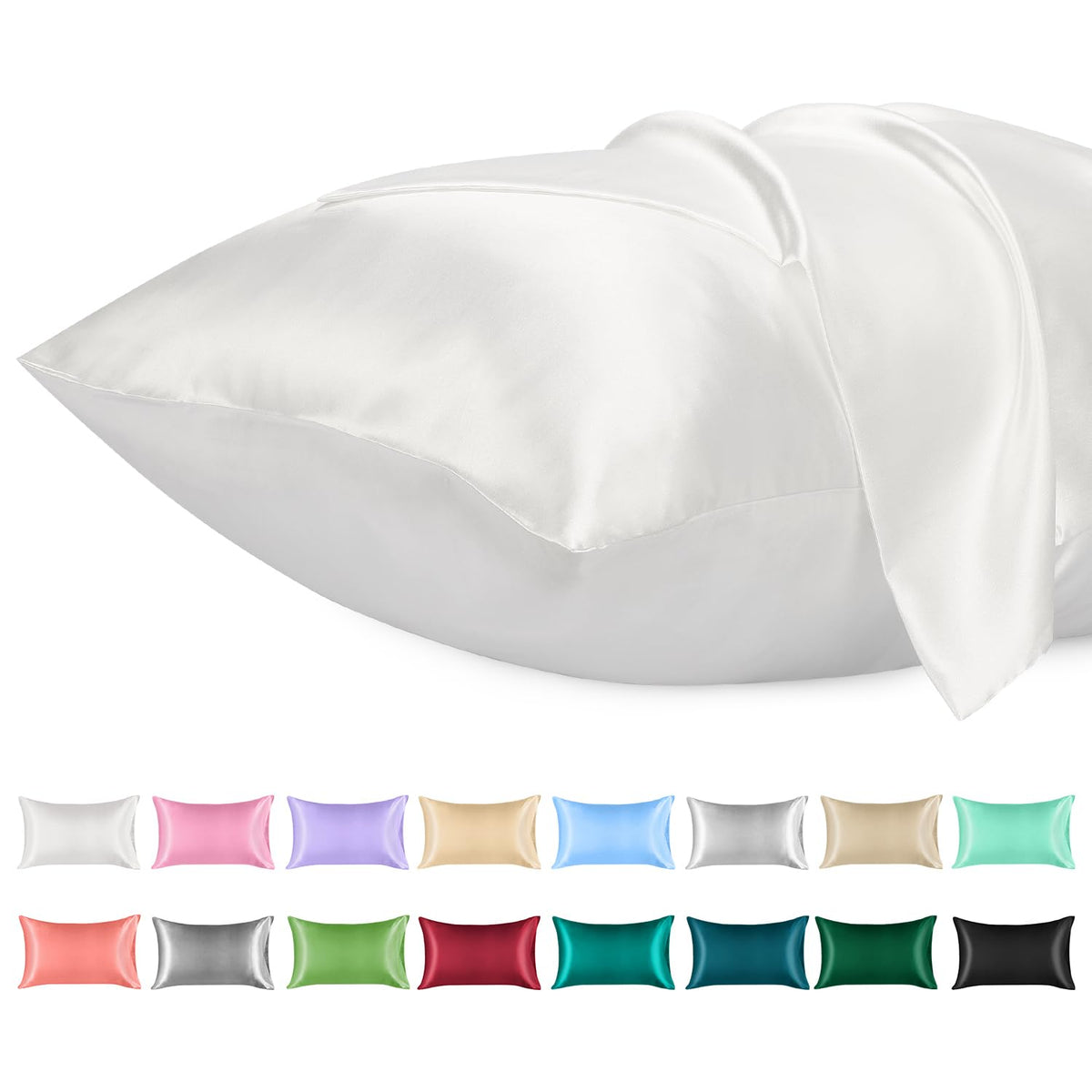Lirex Satin Pillowcase For Hair And Skin, Super Soft And Cooling Similar To Silk, 2 Pack King Size 20'X 40' Pillow Cases With