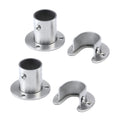 Antrader 4-Pack Wardrobe Bracket Stainless Steel Closet Rod End Supports Closet Pole Sockets Flange Rod Holder Set with Screws, 