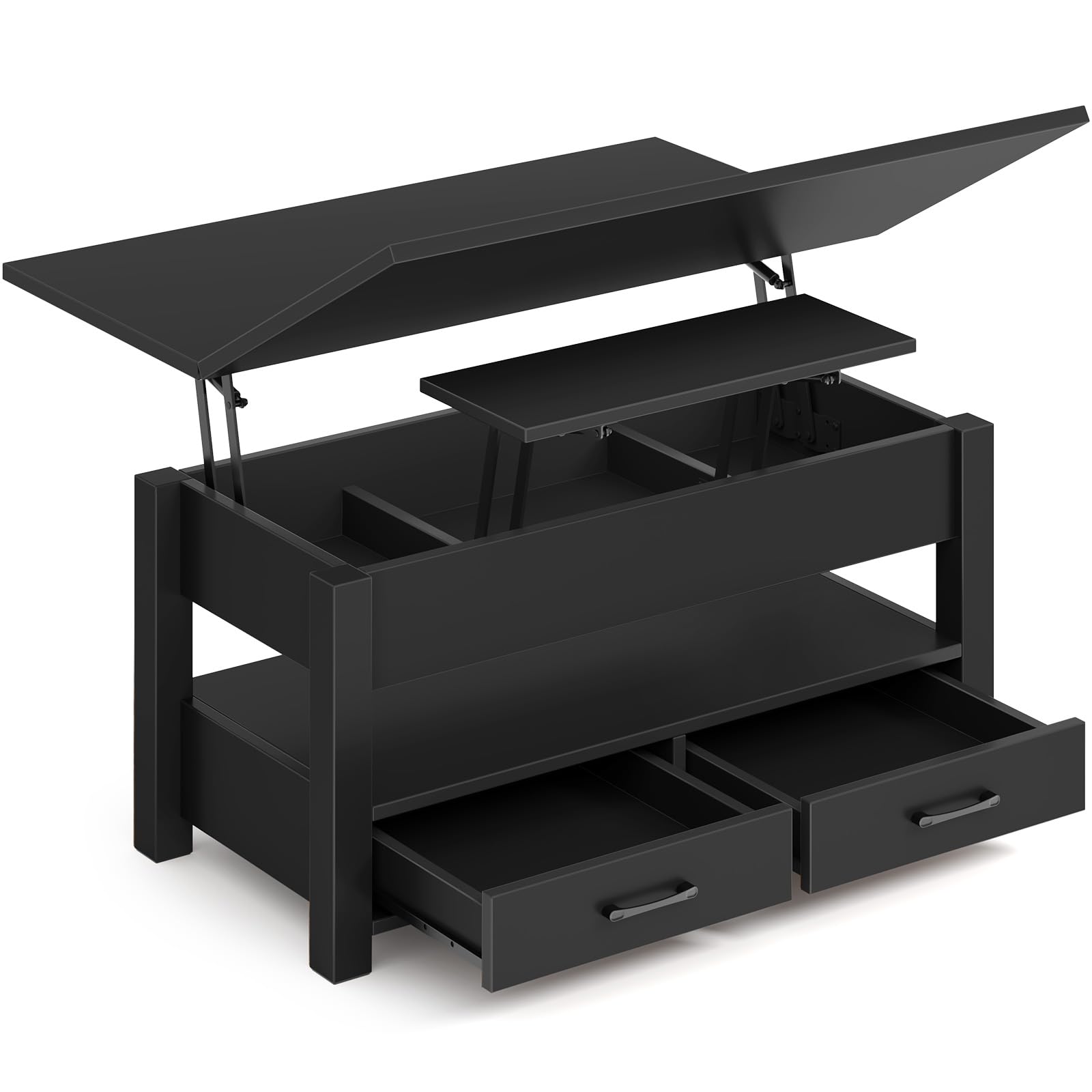 Rolanstar Coffee Table Lift Top, Multi-Function Convertible Coffee Table with Drawers and Hidden Compartment, Coffee Table Conve