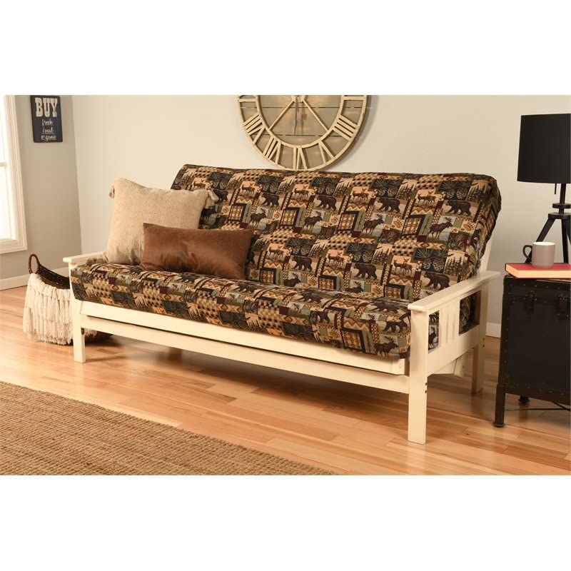 Kodiak Furniture Monterey Antique White Sofa with Multi-Color Fabric Mattress