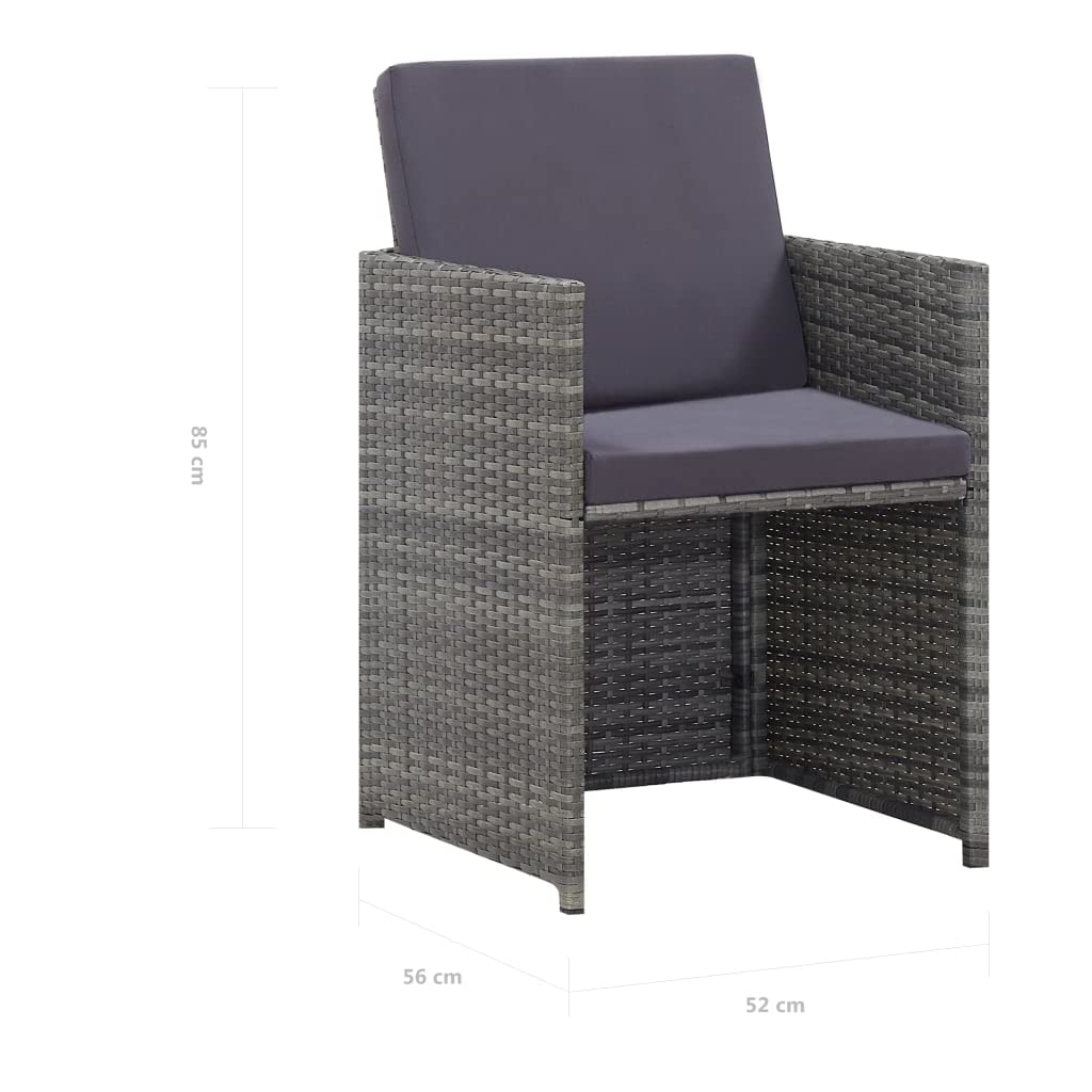 vidaXL 13 Piece Patio Dining Set Poly Rattan and Acacia Wood Anthracite