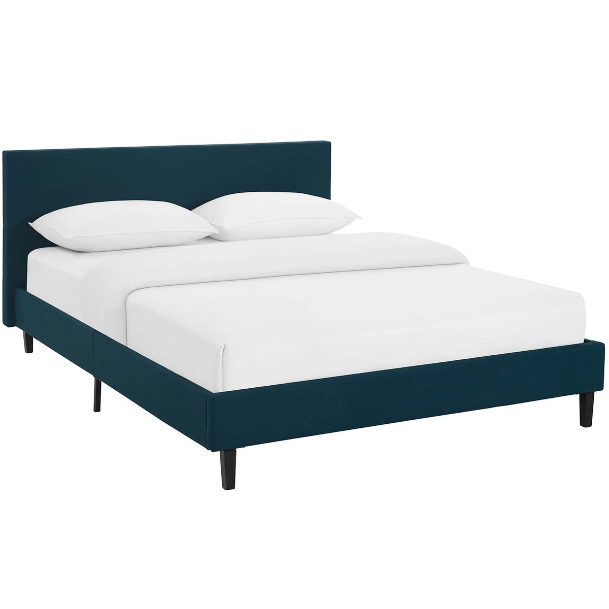 Modway Anya Upholstered Azure Platform Bed With Wood Slat Support In Queen