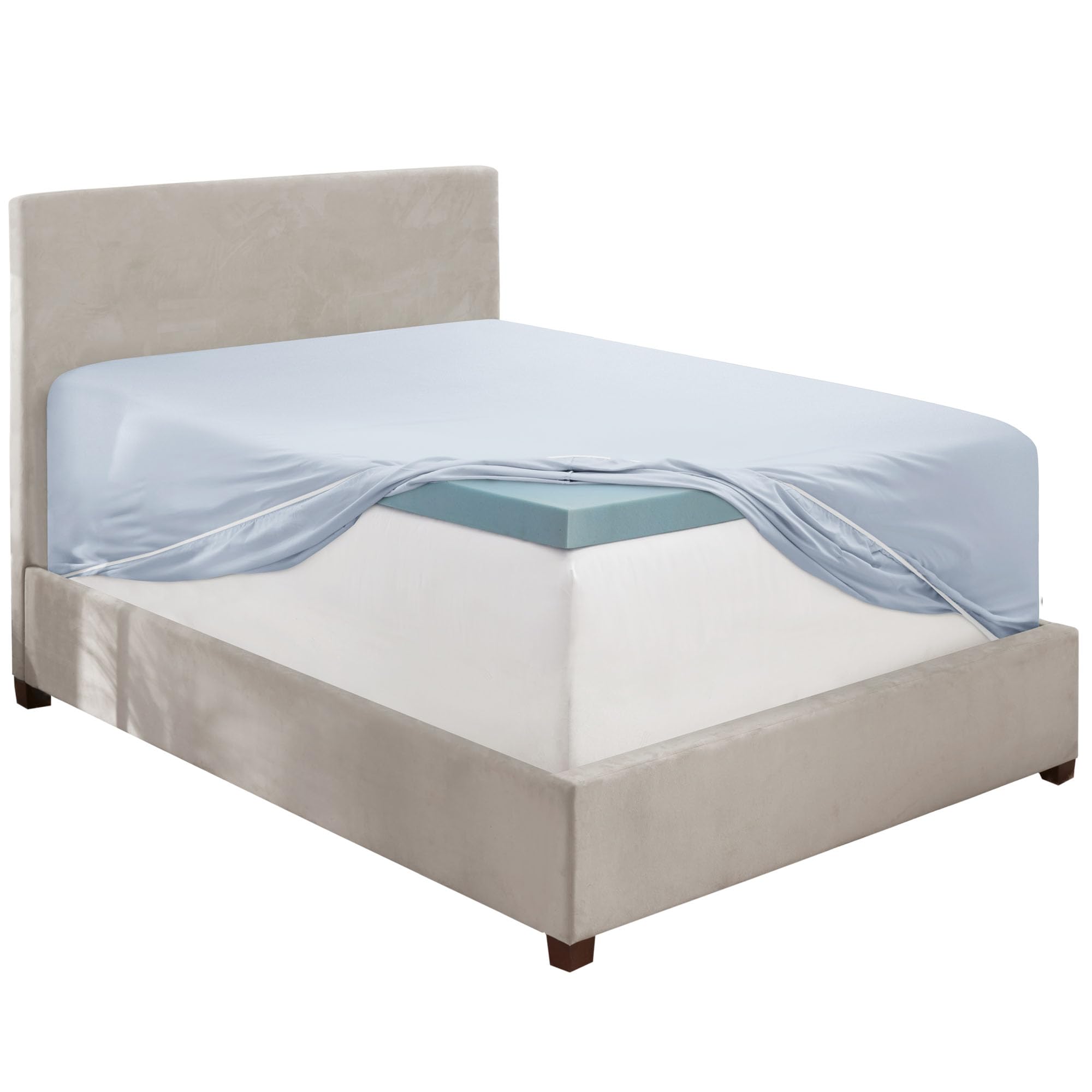 Hearth & Harbor Ice Blue Fitted Sheet Queen Size, Extra Deep Pocket Queen Fitted Sheet Only, 1800 Microfiber Fitted Bed Sheet, Ultra Soft Fitted Queen Sheet Fits Up To 24 '' Mattress