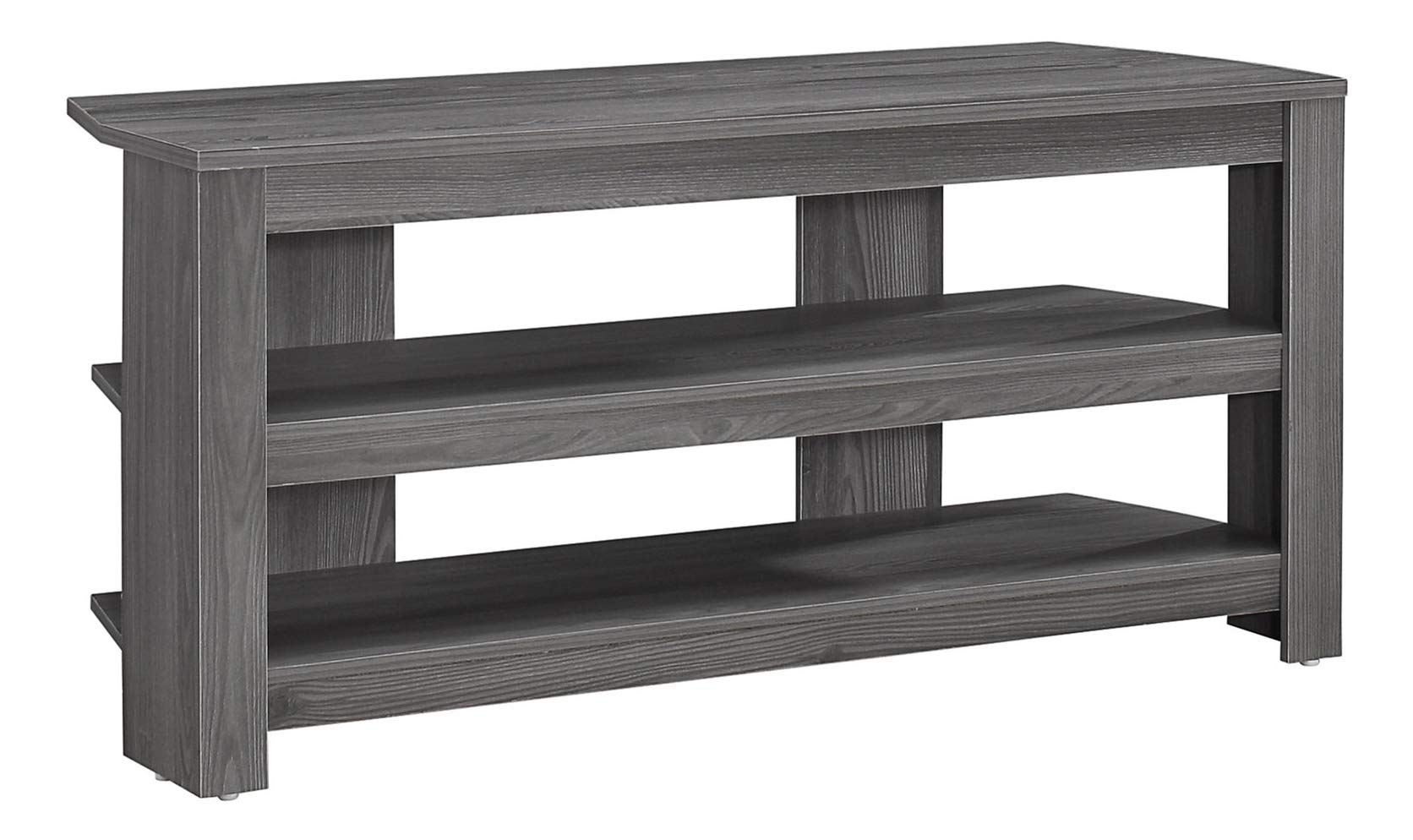 Monarch Specialties I 2566 Tv Stand, 42 Inch, Console, Media Entertainment Center, Storage Shelves, Living Room, Bedroom, Laminate, Grey, Contemporary, Modern