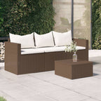 vidaXL 3-Seater Outdoor Patio Sofa with Removable Cushions, PE Poly Rattan Construction and Powder-Coated Steel Frame in Brown