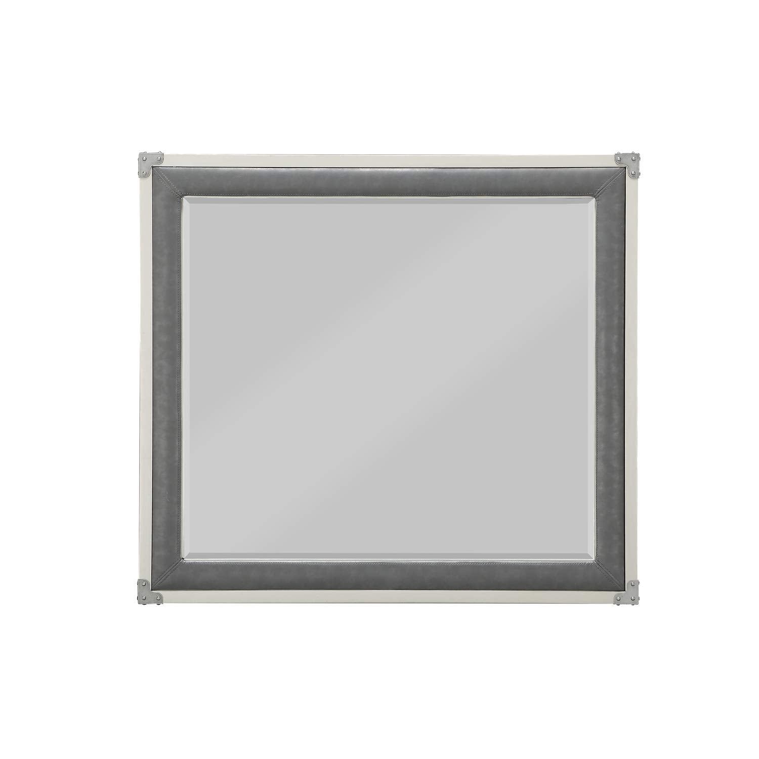 Acme Orchest Rectangular Wooden Frame Mirror In Gray