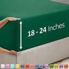 Nestl Dark Green Twin Xl Fitted Sheet Only, Extra Deep Pocket Fitted Bed Sheet, 1800 Microfiber Xl Twin Fitted Sheet, Ultra Soft Fitted Sheet Twin Xl Fits Up To 24 Inch Mattress