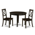 East West Furniture BOST3-CAP-W 3 Piece Modern Dining Table Set Contains a Round Kitchen Table and 2 Dining Chairs, 42x42 Inch, Cappuccino