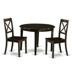 East West Furniture BOST3-CAP-W 3 Piece Modern Dining Table Set Contains a Round Kitchen Table and 2 Dining Chairs, 42x42 Inch, Cappuccino