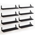 Fixwal Floating Shelves, Width 4.7in Rustic Wood Wall Shelves Set of 8, Wall Storage Shelves for Bedroom, Living Room, Kitchen, 